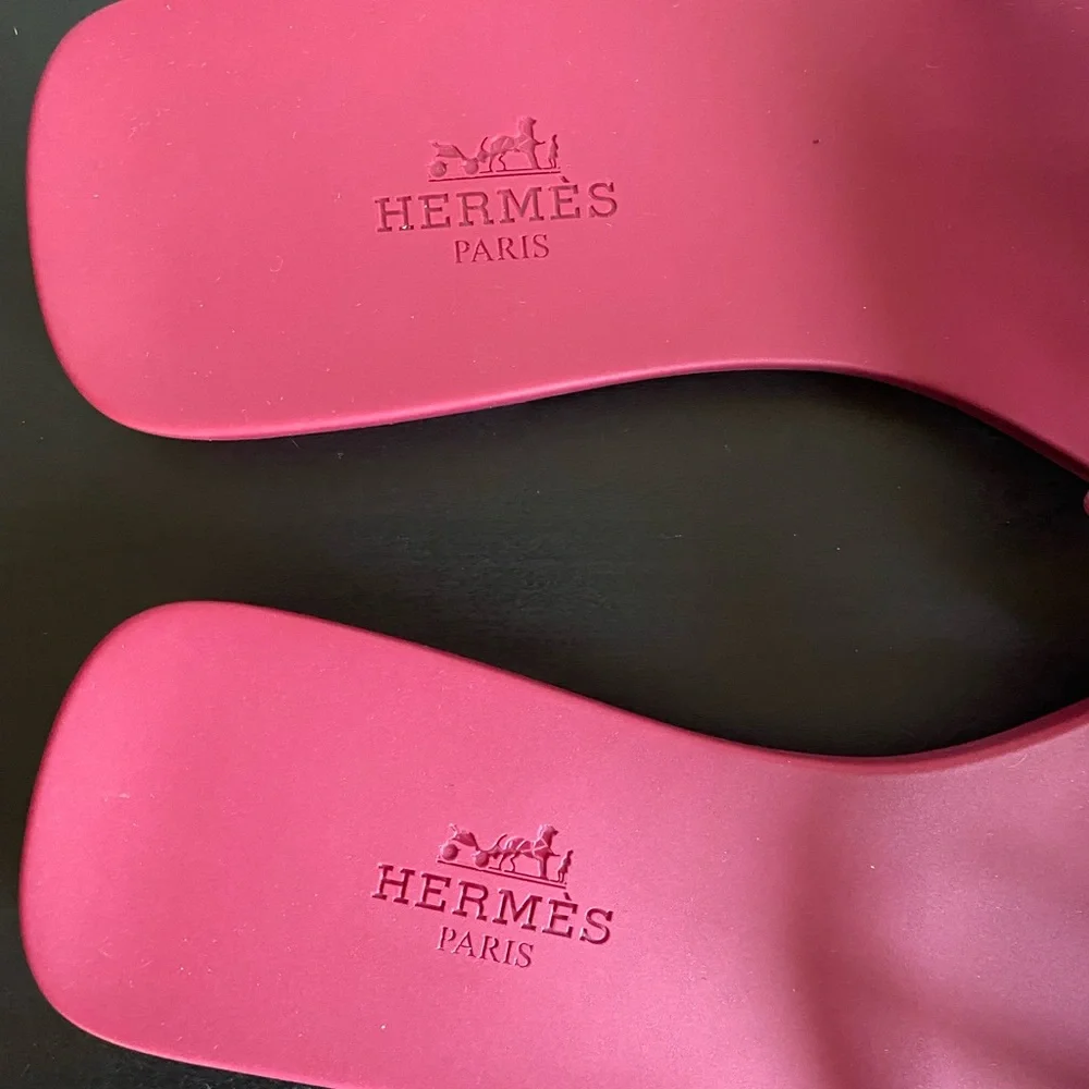 NIB Hermès Aloha Rubber Sandals Red Rose Baie size 36 - Picture 5 of 8